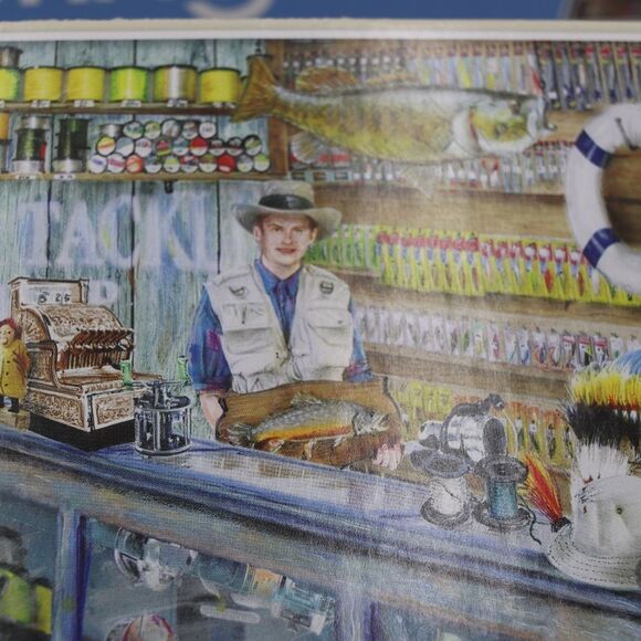 Springbok 1000 pc Puzzles Lot 2 Groovy Records and Bait Shop Fathers Day - Picture 5 of 11